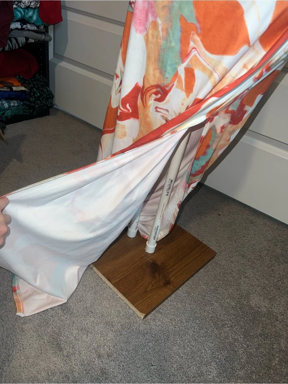 Orange and Cream Abstract Slip Maxi Dress